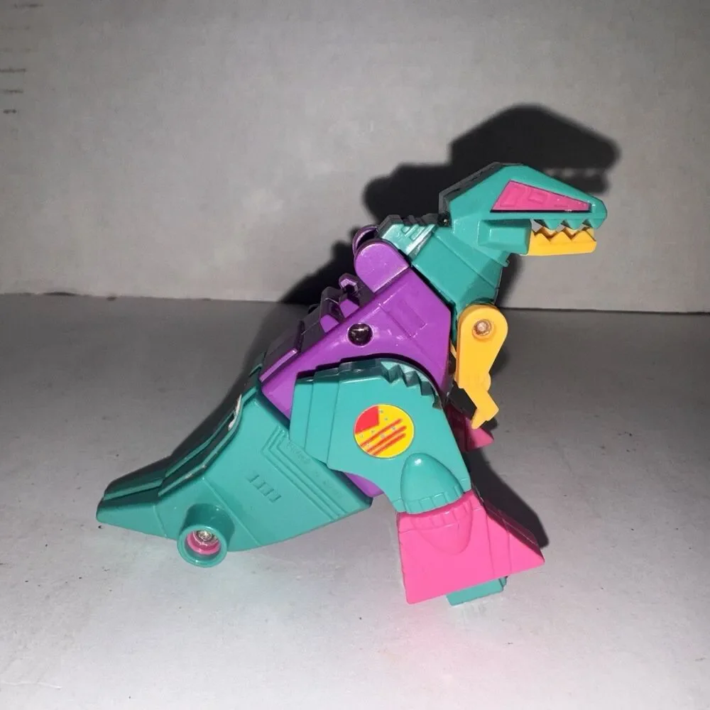 Vintage DinoTron Rextron & Stegotron Transforming Dinosaur Robot Toy Lot